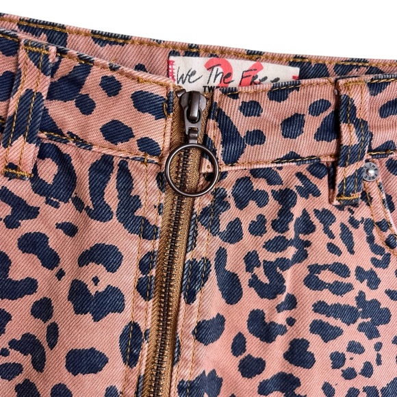 We The Free Cheetah Print Mini Denim Skirt Size 26 - Picture 4 of 8